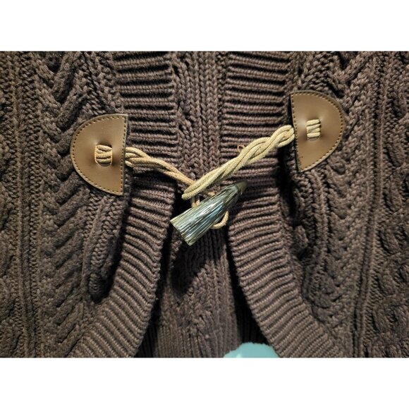 Vtg Chaps Brown Cableknit Toggle Close Sweater Vest Sz L Cottagecore Boho - Picture 4 of 6